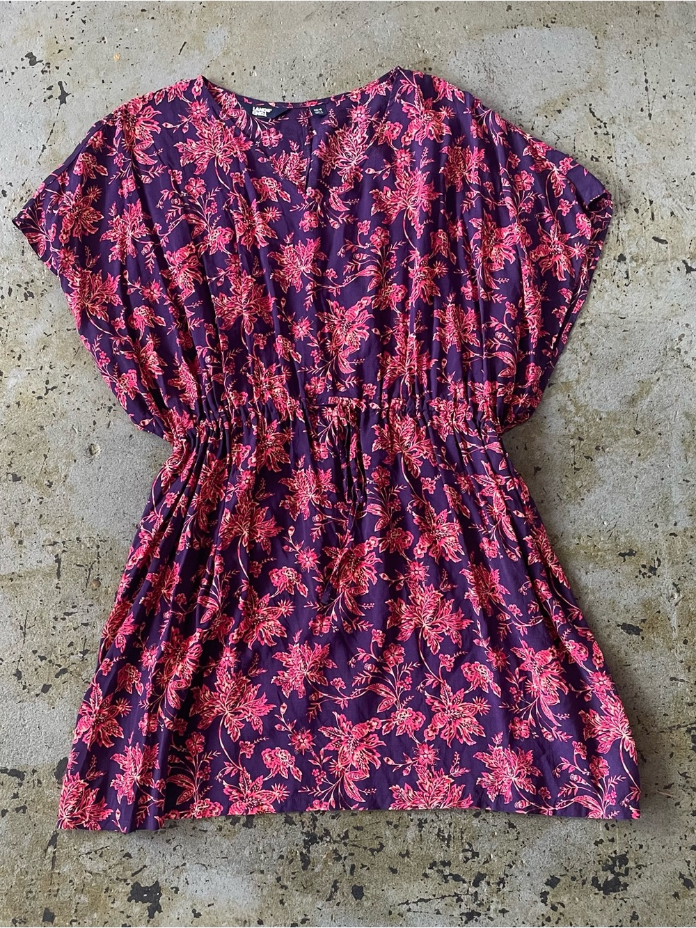 Land’s End Flutter Sleeve Swim Cover-Up Dress in Vibrant Floral Print Size XS-S